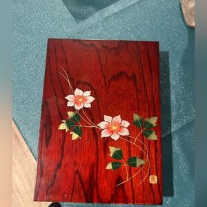 Floral Red Wooden Box